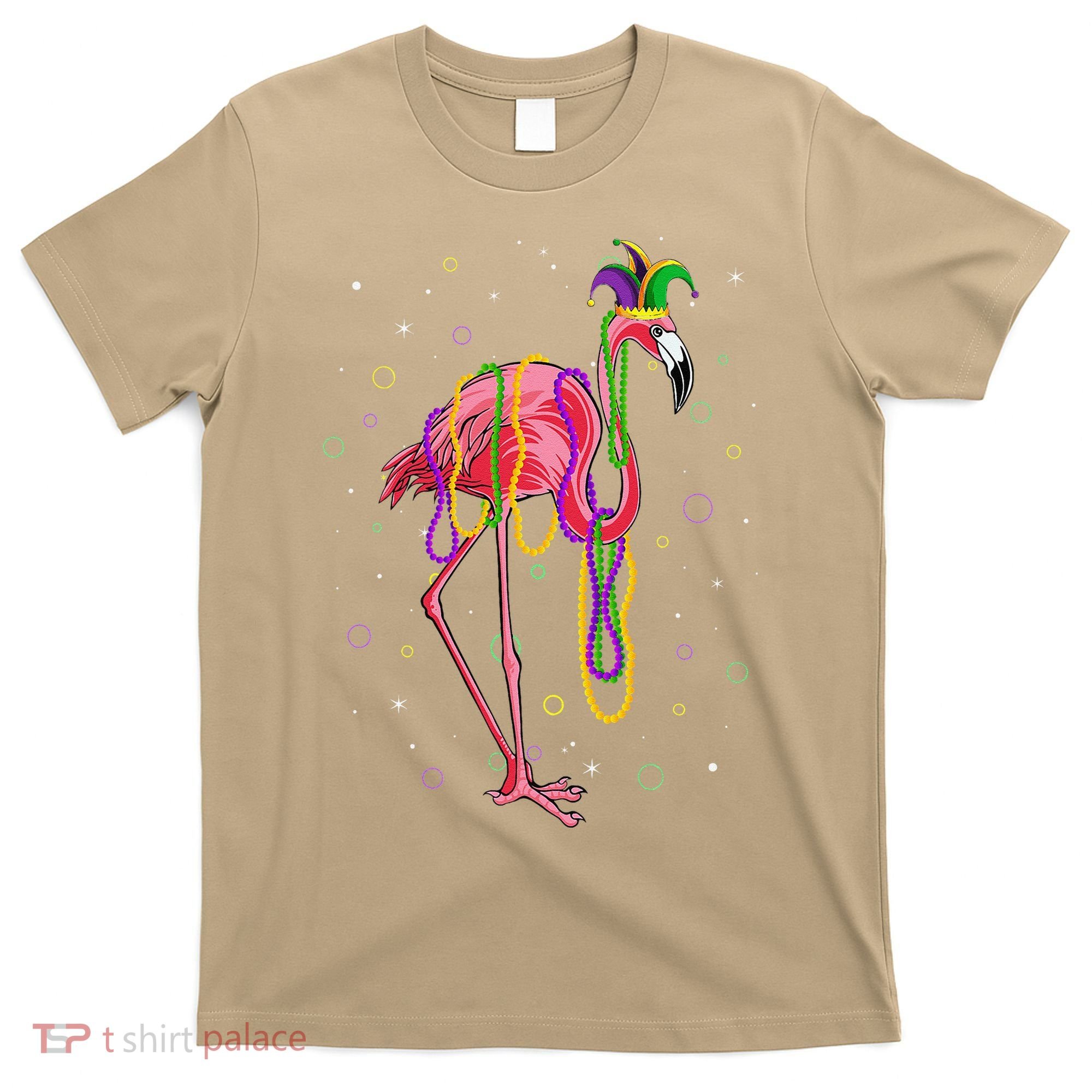 Jester Flamingo & Beads Mardi Gras Fat Tuesday Parade T-Shirt