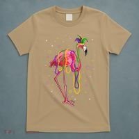Jester Flamingo & Beads Mardi Gras Fat Tuesday Parade T-Shirt thumb 5