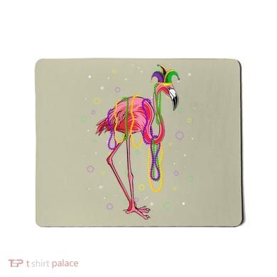 Jester Flamingo & Beads Mardi Gras Fat Tuesday Parade Mousepad
