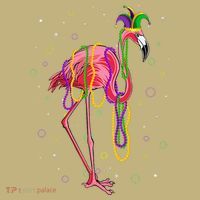 Jester Flamingo & Beads Mardi Gras Fat Tuesday Parade Mousepad thumb 1