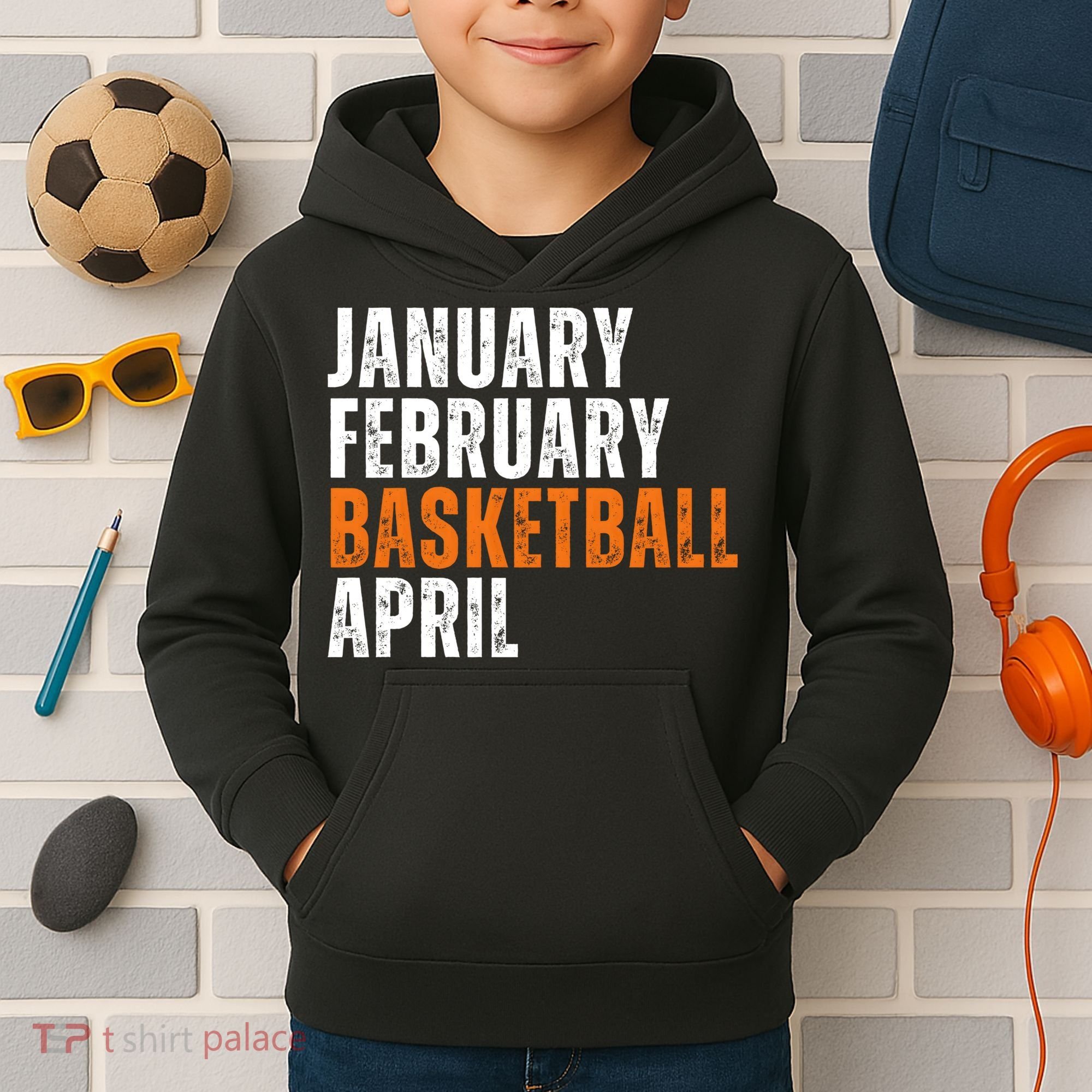 January February Basketball April Madness Kids Hoodie