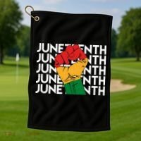 Juneteenth Fist Black Pride Golf Towel thumb 1