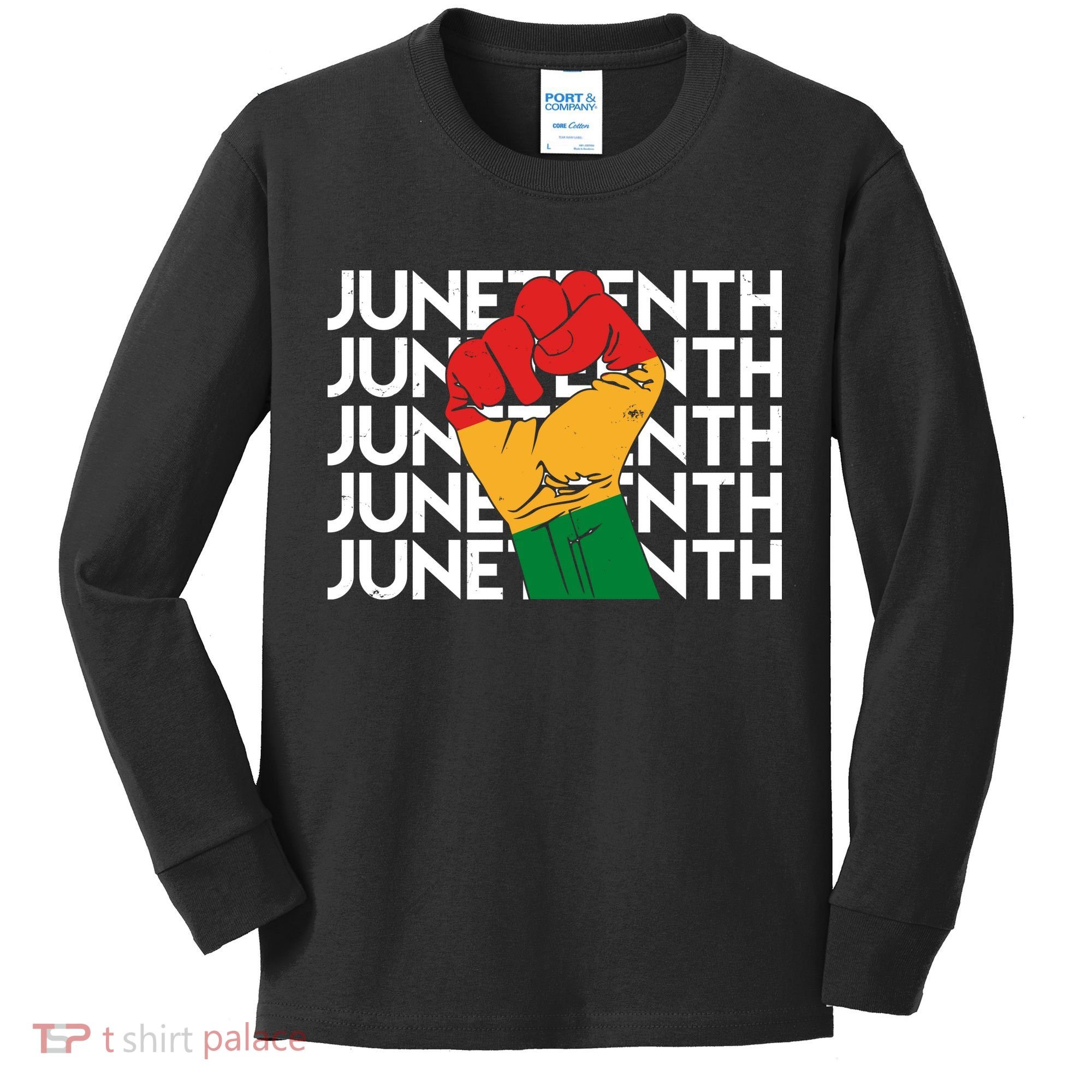 Juneteenth Fist Black Pride Kids Long Sleeve Shirt