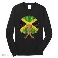 Jamaican Flag Black Woman Melanin Queen Afro Gift Long Sleeve Shirt thumb 0