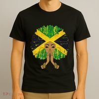 Jamaican Flag Black Woman Melanin Queen Afro Gift T-Shirt thumb 3