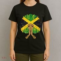 Jamaican Flag Black Woman Melanin Queen Afro Gift T-Shirt thumb 4