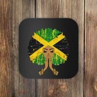 Jamaican Flag Black Woman Melanin Queen Afro Gift Coaster thumb 0