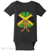 Jamaican Flag Black Woman Melanin Queen Afro Gift Baby Bodysuit thumb 0