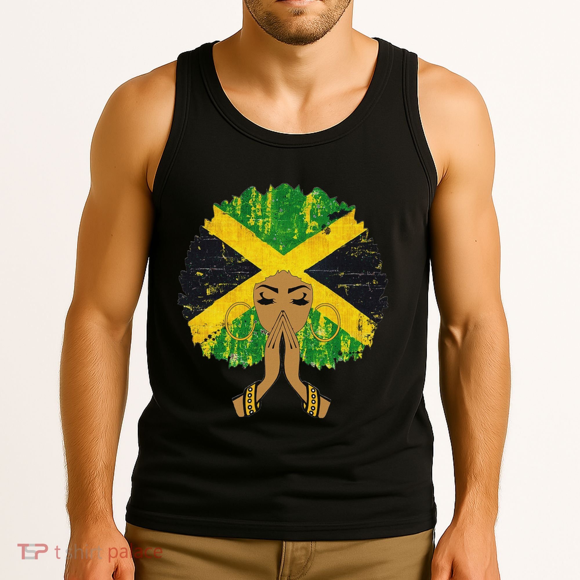 Jamaican Flag Black Woman Melanin Queen Afro Gift Tank Top