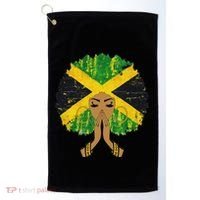 Jamaican Flag Black Woman Melanin Queen Afro Gift Golf Towel thumb 0