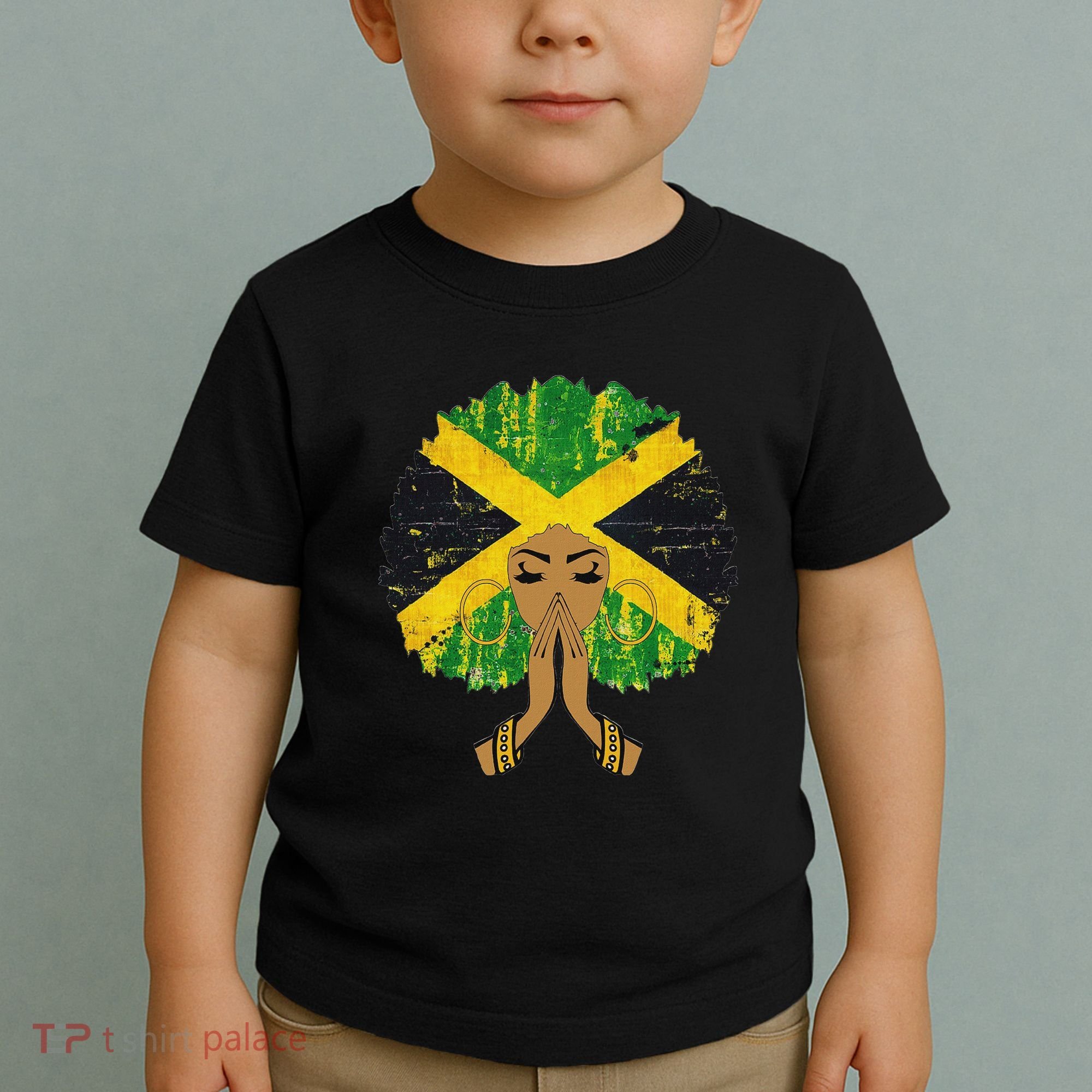 Jamaican Flag Black Woman Melanin Queen Afro Gift Toddler T-Shirt