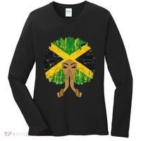 Jamaican Flag Black Woman Melanin Queen Afro Gift Women's Long Sleeve Shirt thumb 0