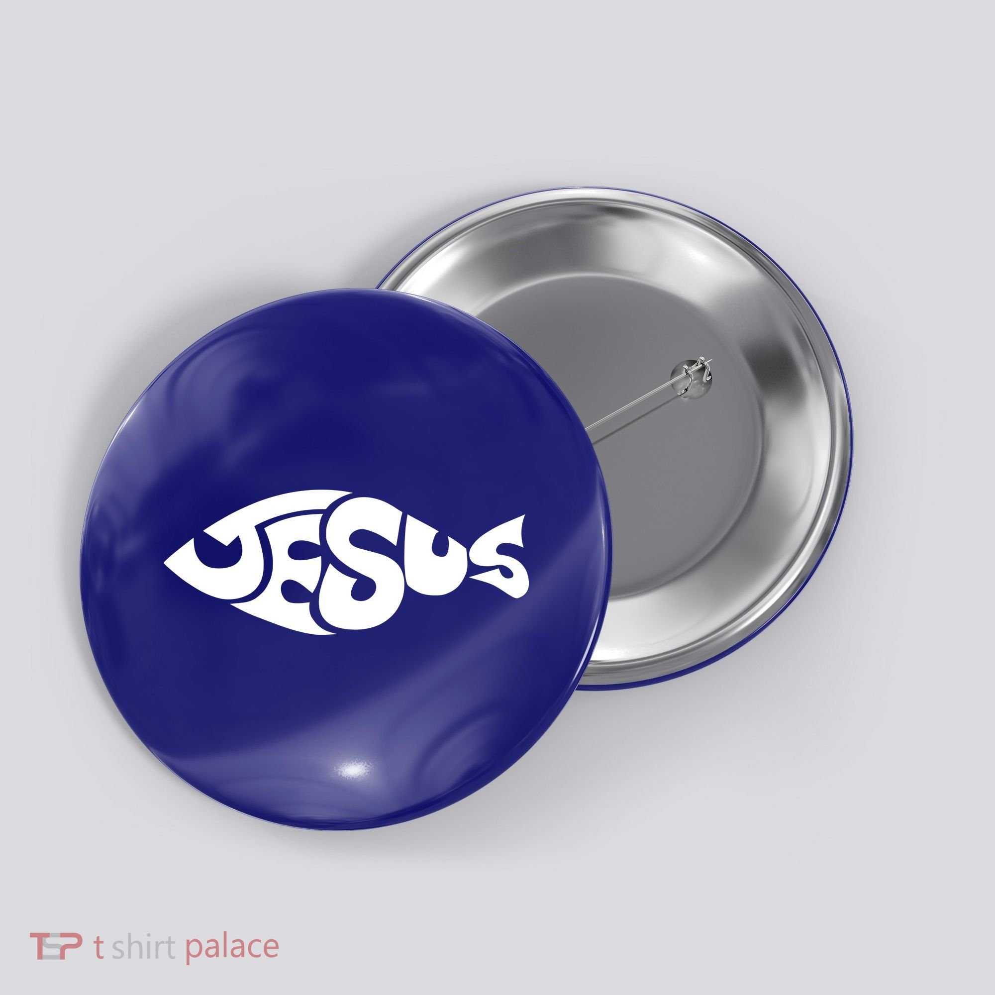 Jesus Fish Christian Button