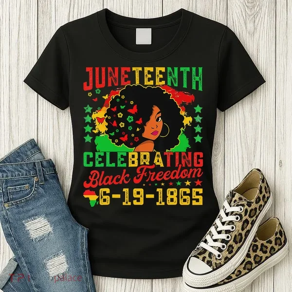 Junenth Flag Celebrating Black Freedom Junenth 1865 Women's T-Shirt