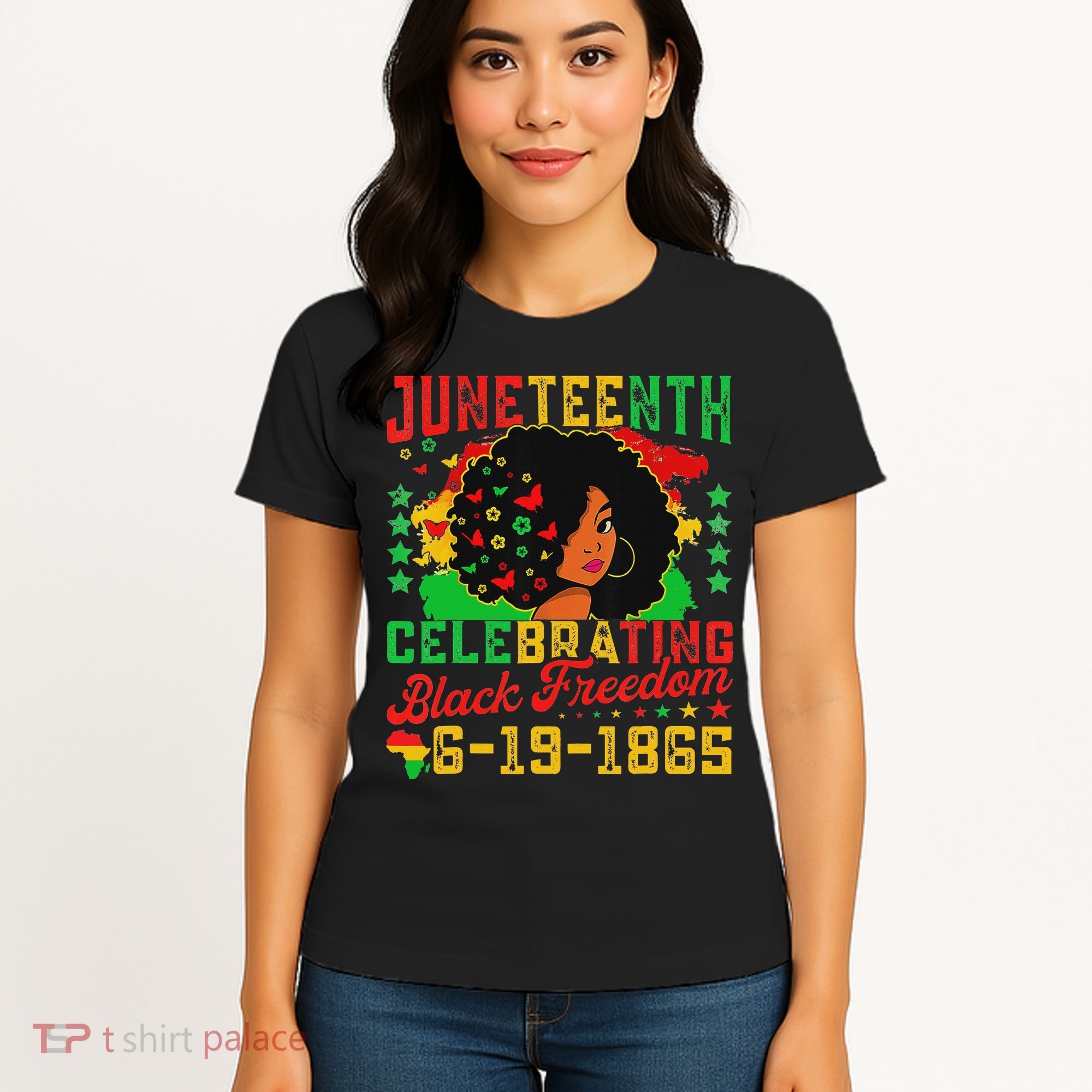 Junenth Flag Celebrating Black Freedom Junenth 1865 Women's T-Shirt