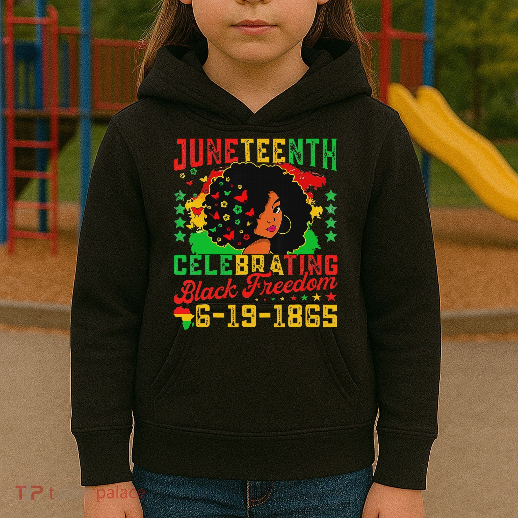 Junenth Flag Celebrating Black Freedom Junenth 1865 Kids Hoodie