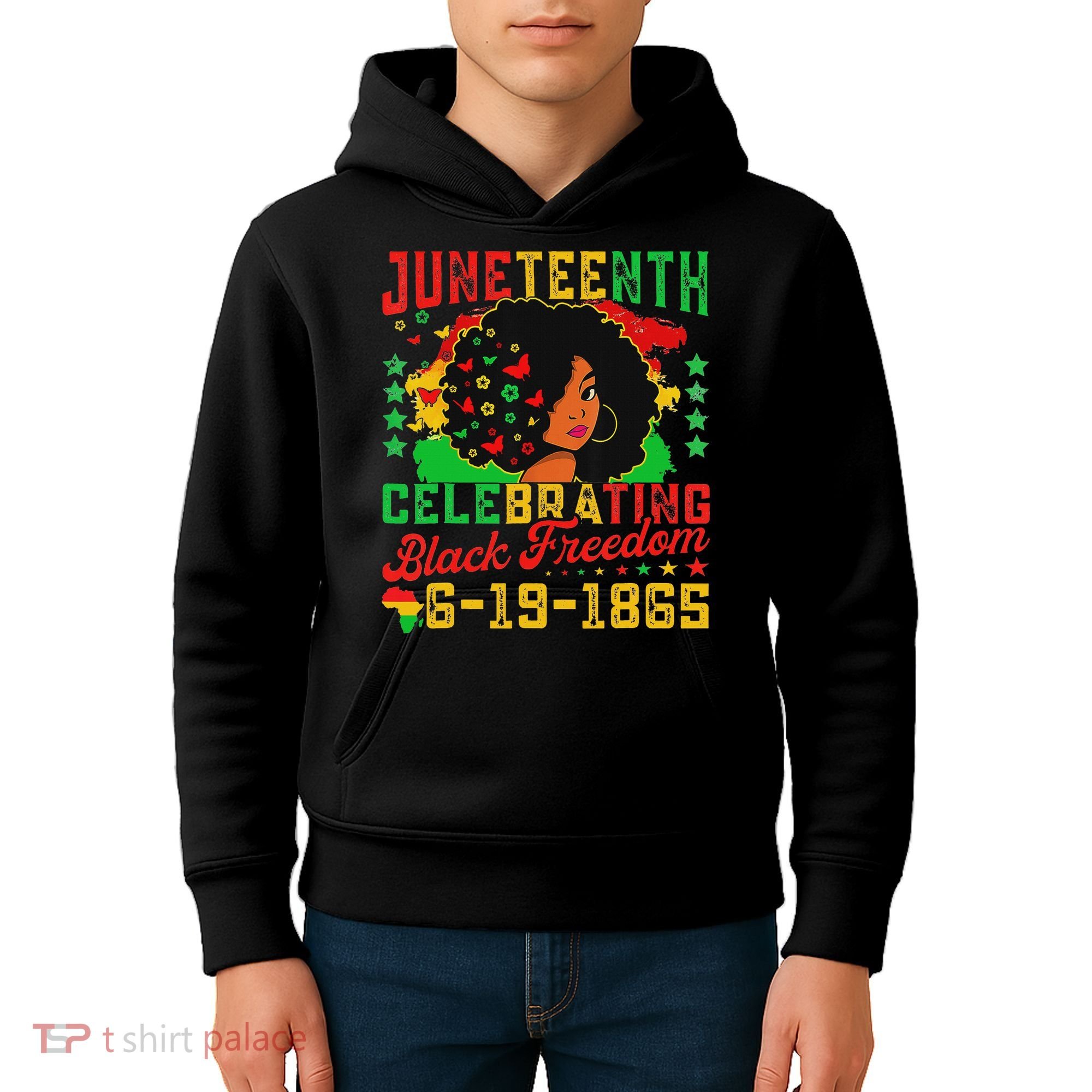 Junenth Flag Celebrating Black Freedom Junenth 1865 Kids Hoodie