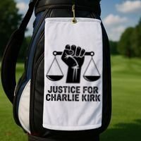 Justice For Charlie Kirk RIP Rest In Peace Golf Towel thumb 2