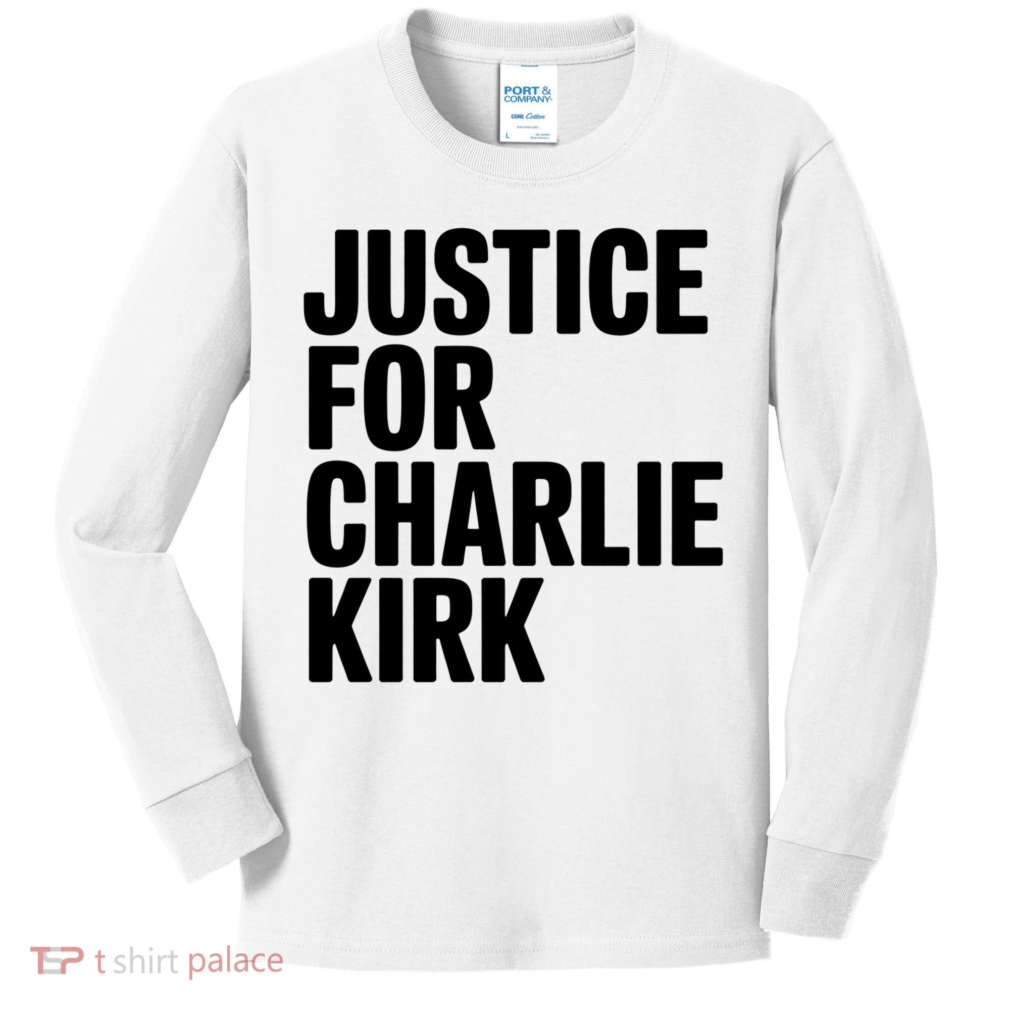 Justice For Charlie Kirk Support Hero Kids Long Sleeve Shirt