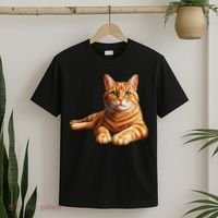 Just For Cat Lovers Realistic Orange Tabby Cat Cute Pet Portrait T-Shirt thumb 2