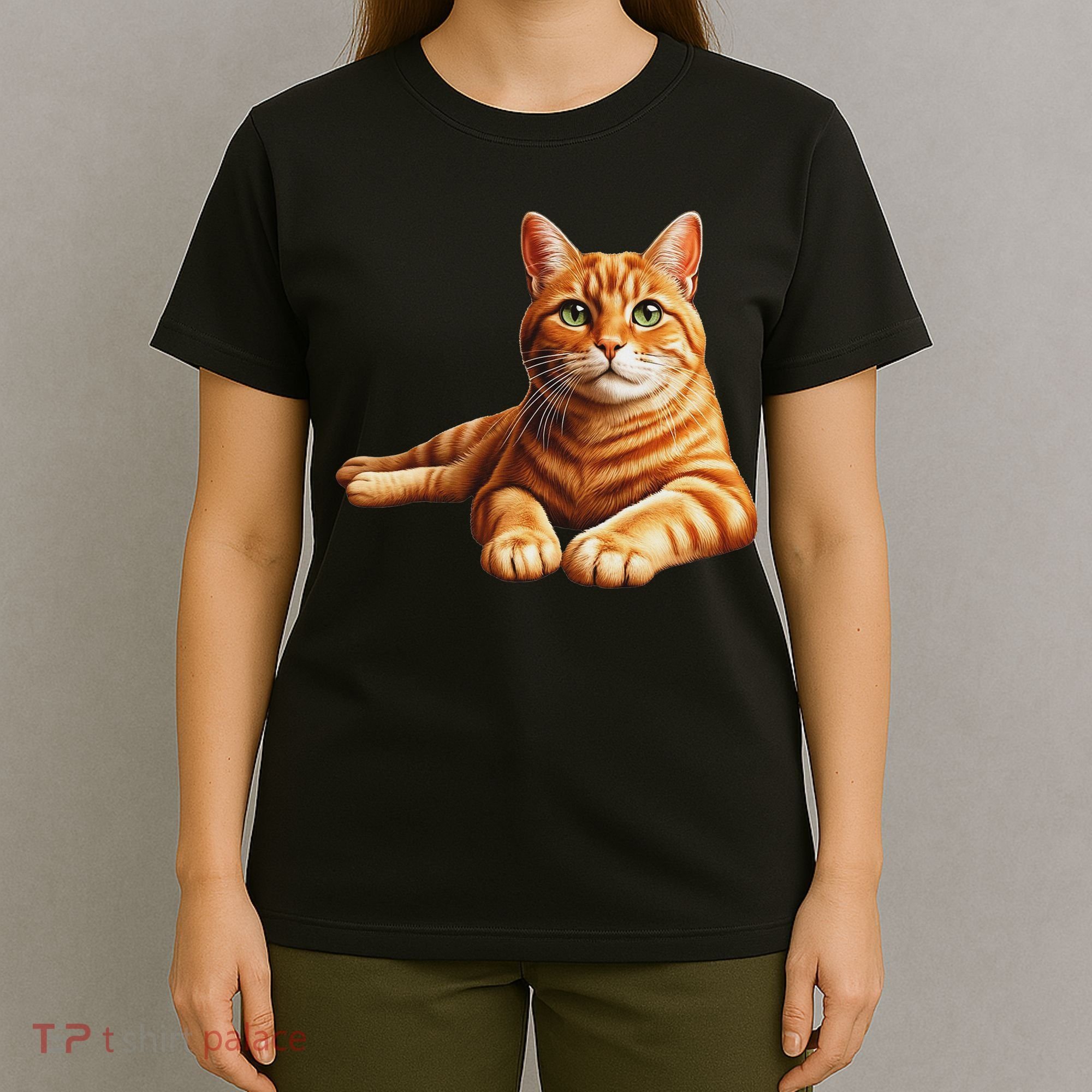Just For Cat Lovers Realistic Orange Tabby Cat Cute Pet Portrait T-Shirt