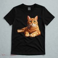 Just For Cat Lovers Realistic Orange Tabby Cat Cute Pet Portrait T-Shirt thumb 5