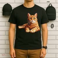 Just For Cat Lovers Realistic Orange Tabby Cat Cute Pet Portrait T-Shirt thumb 6