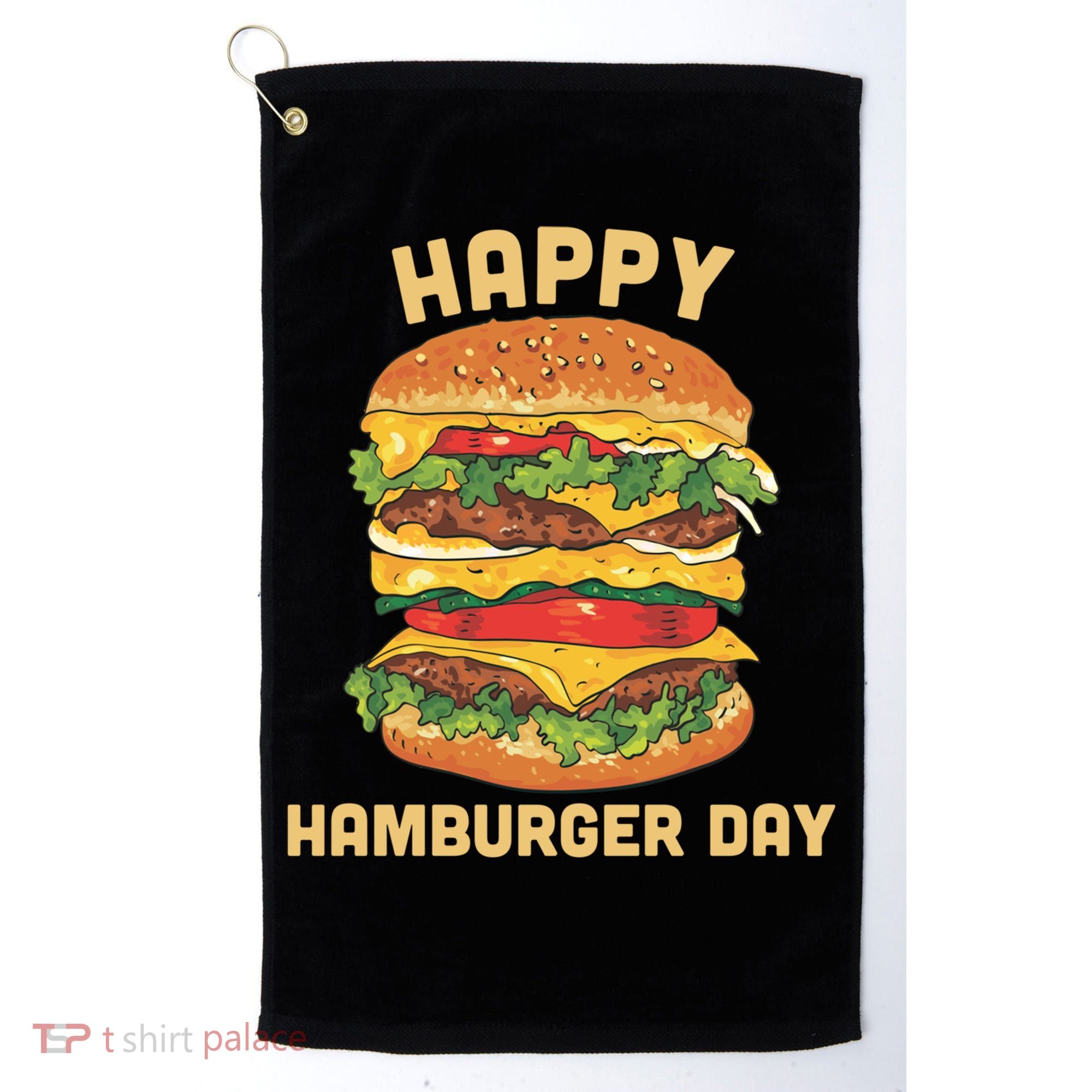 Junk Food Cheeseburger Hamburger Day Burger Fries Gift Golf Towel