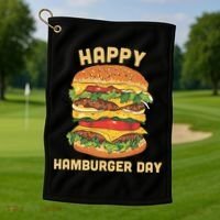 Junk Food Cheeseburger Hamburger Day Burger Fries Gift Golf Towel thumb 1