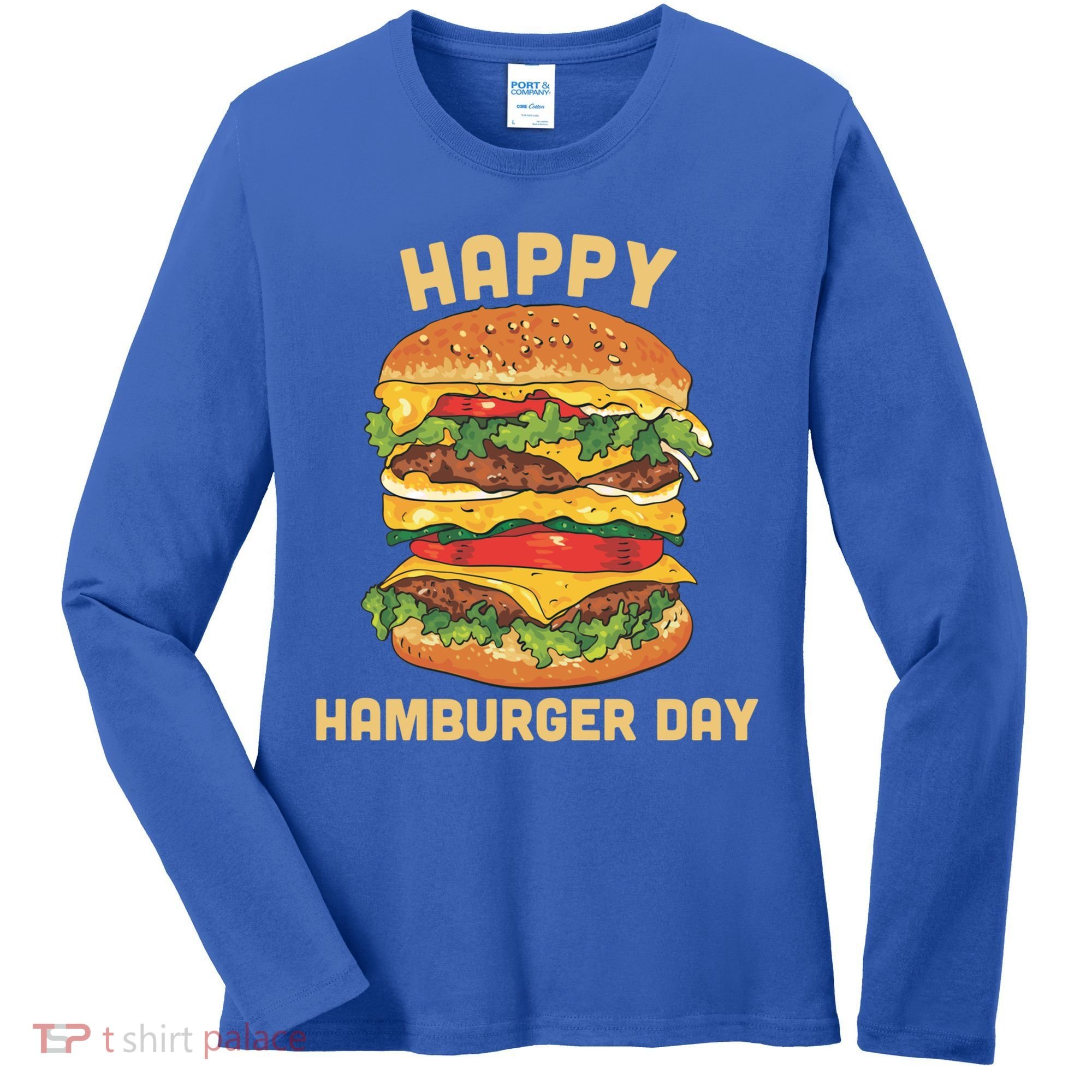 Junk Food Cheeseburger Hamburger Day Burger Fries Gift Women's Long Sleeve Shirt