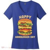 Junk Food Cheeseburger Hamburger Day Burger Fries Gift Women's V-Neck T-Shirt thumb 0