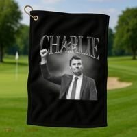 Justice For Charlie Kirk Memorial Tribute Golf Towel thumb 1