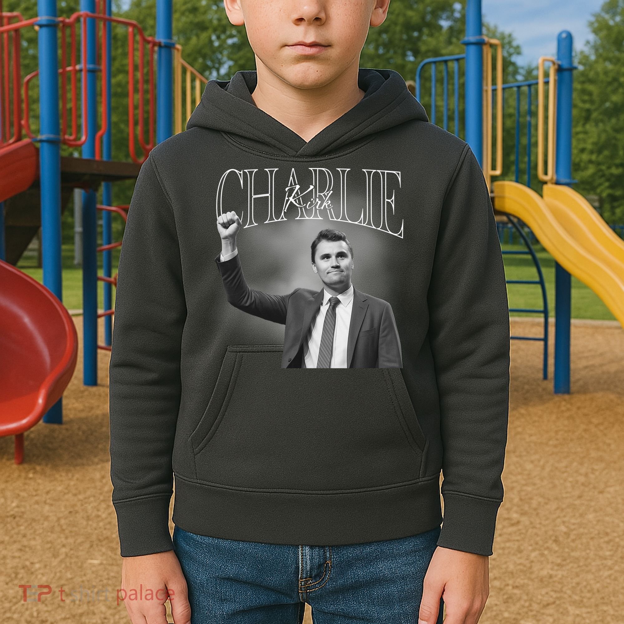 Justice For Charlie Kirk Memorial Tribute Kids Hoodie