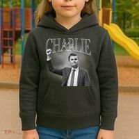Justice For Charlie Kirk Memorial Tribute Kids Hoodie thumb 3