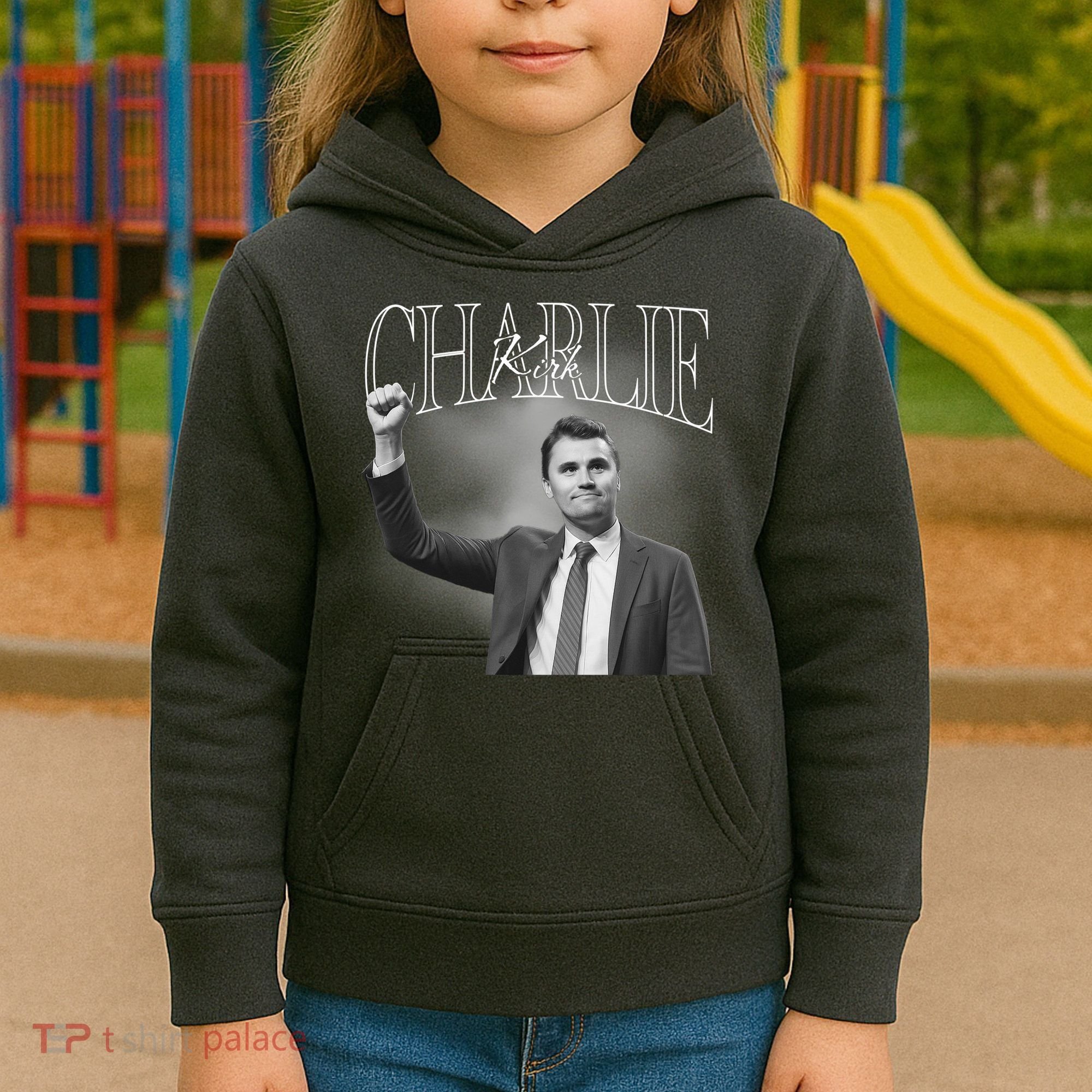 Justice For Charlie Kirk Memorial Tribute Kids Hoodie