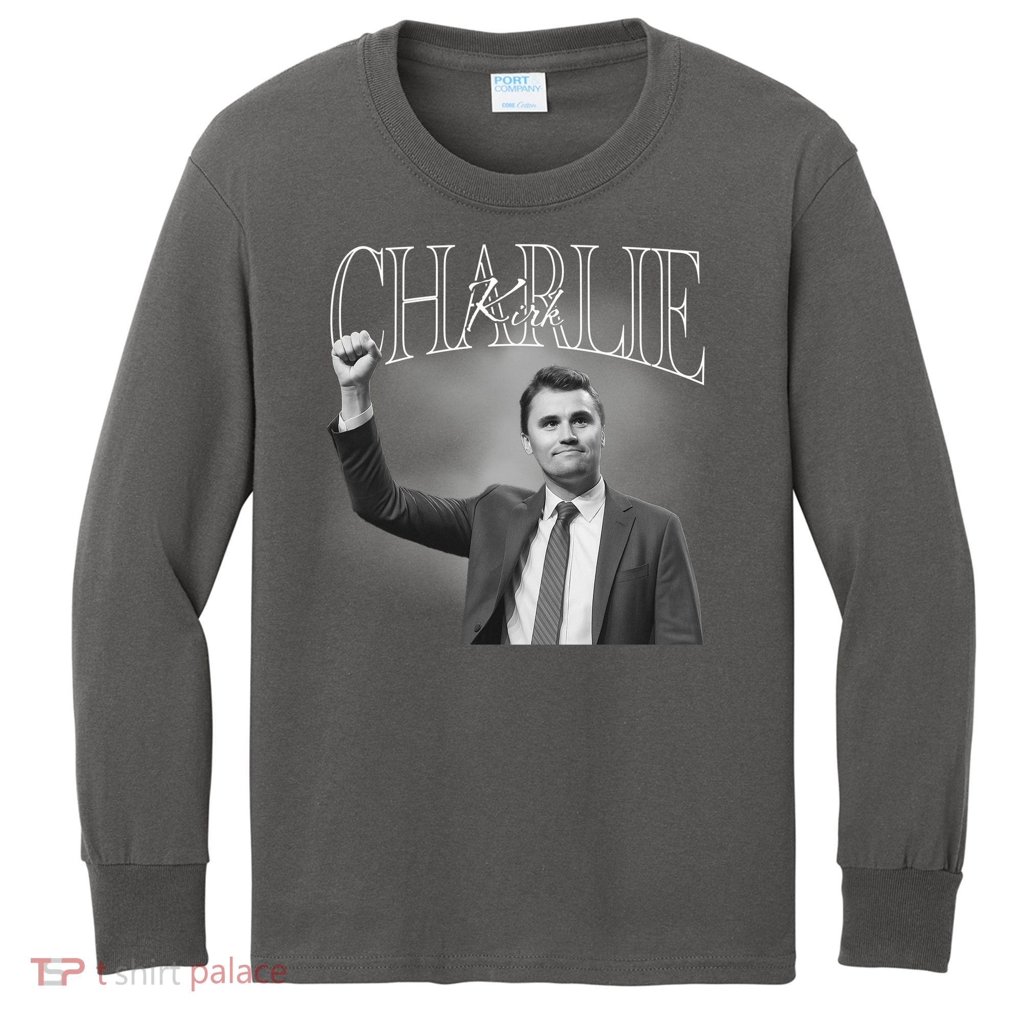 Justice For Charlie Kirk Memorial Tribute Kids Long Sleeve Shirt