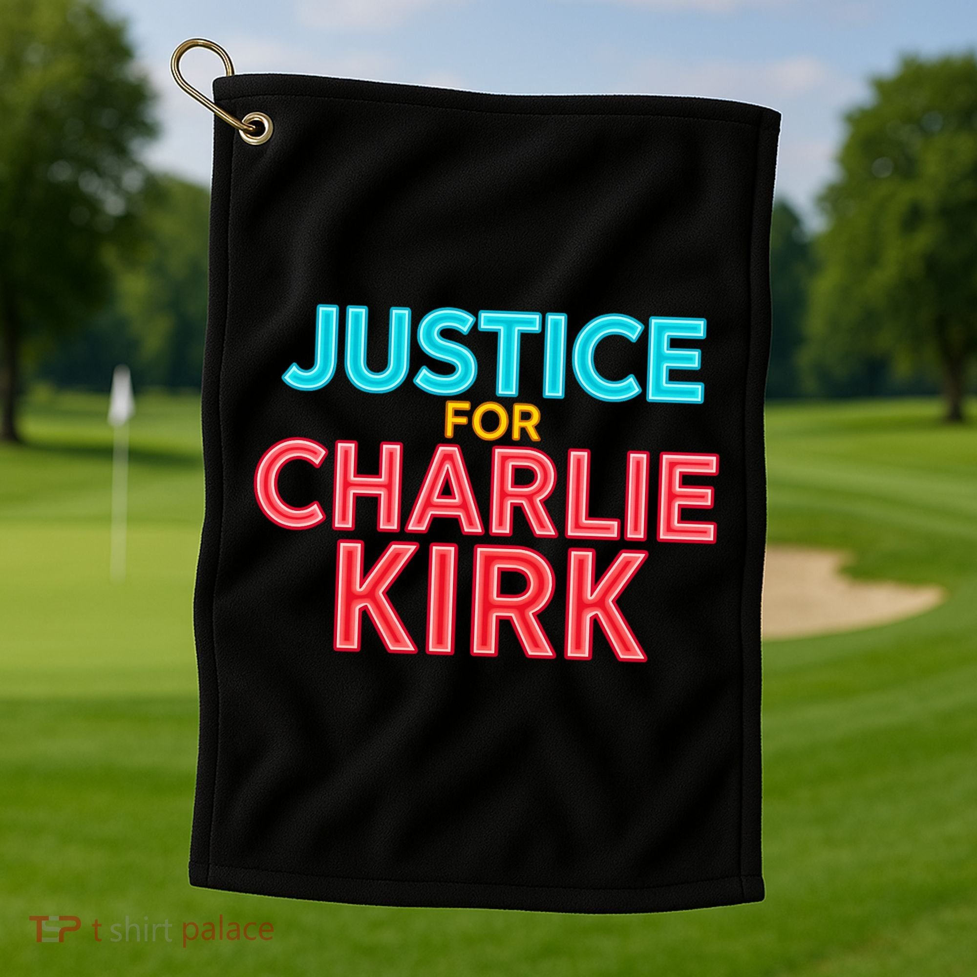 Justice For Charlie Kirk Pray Tribute Golf Towel