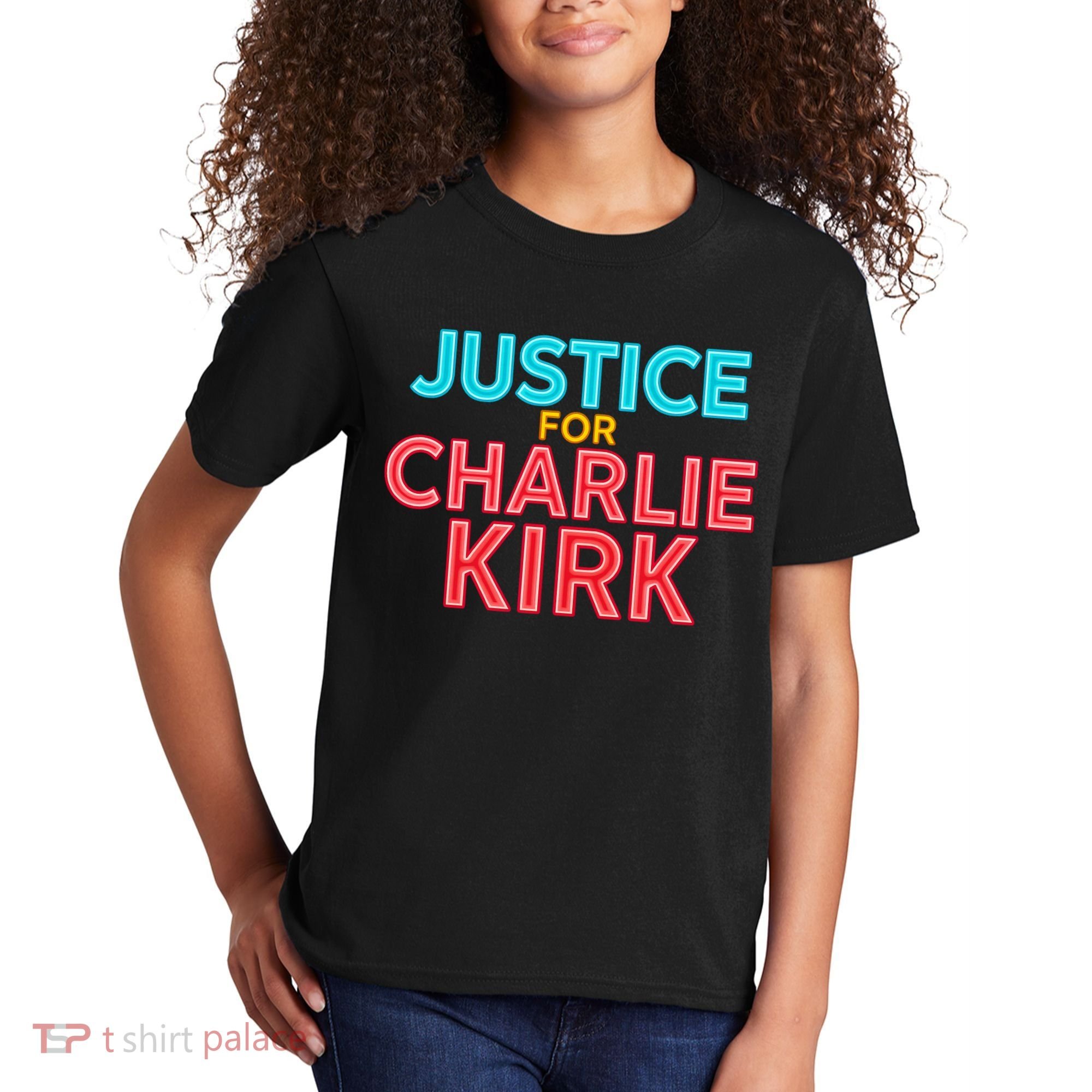 Justice For Charlie Kirk Pray Tribute Kids T-Shirt