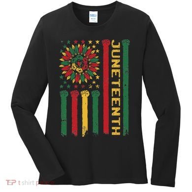 Junenth Freedom Day Afro African American June 19th 1865 Women's Long Sleeve Shirt