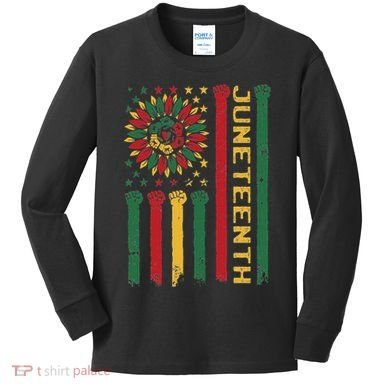 Junenth Freedom Day Afro African American June 19th 1865 Kids Long Sleeve Shirt