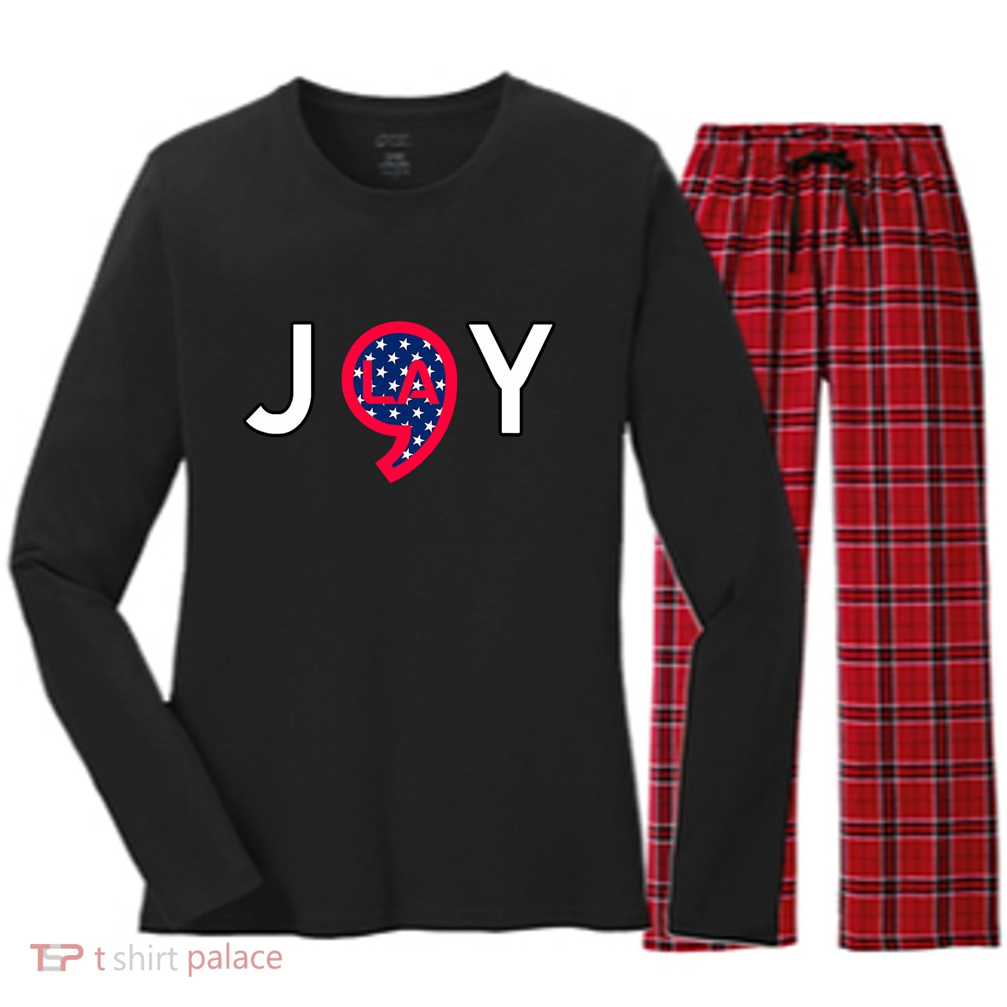 Joy For Everyone Joy To The World~ Women's Long Sleeve Flannel Pajama Set 