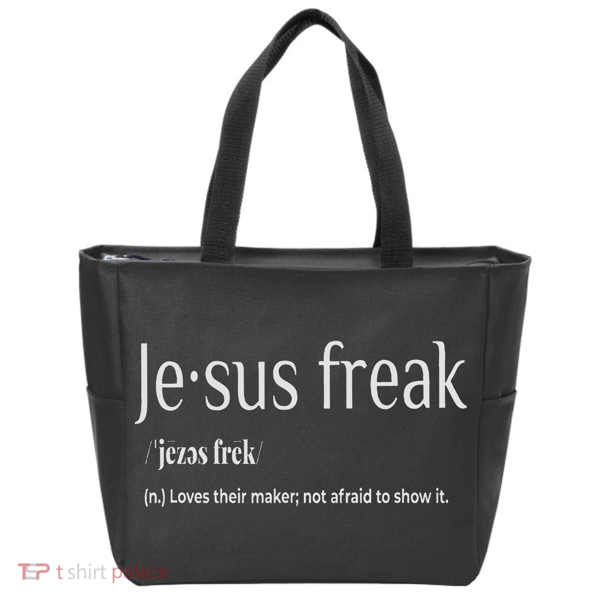 Jesus Freak Funny Christian Calligraphy Faith In God Tote Bag