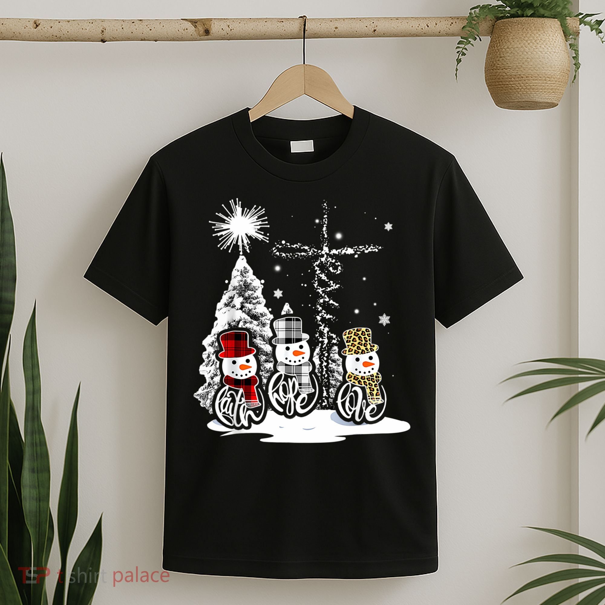 Jesus Faith Hope Love Snowman Christmas Xmas T-Shirt