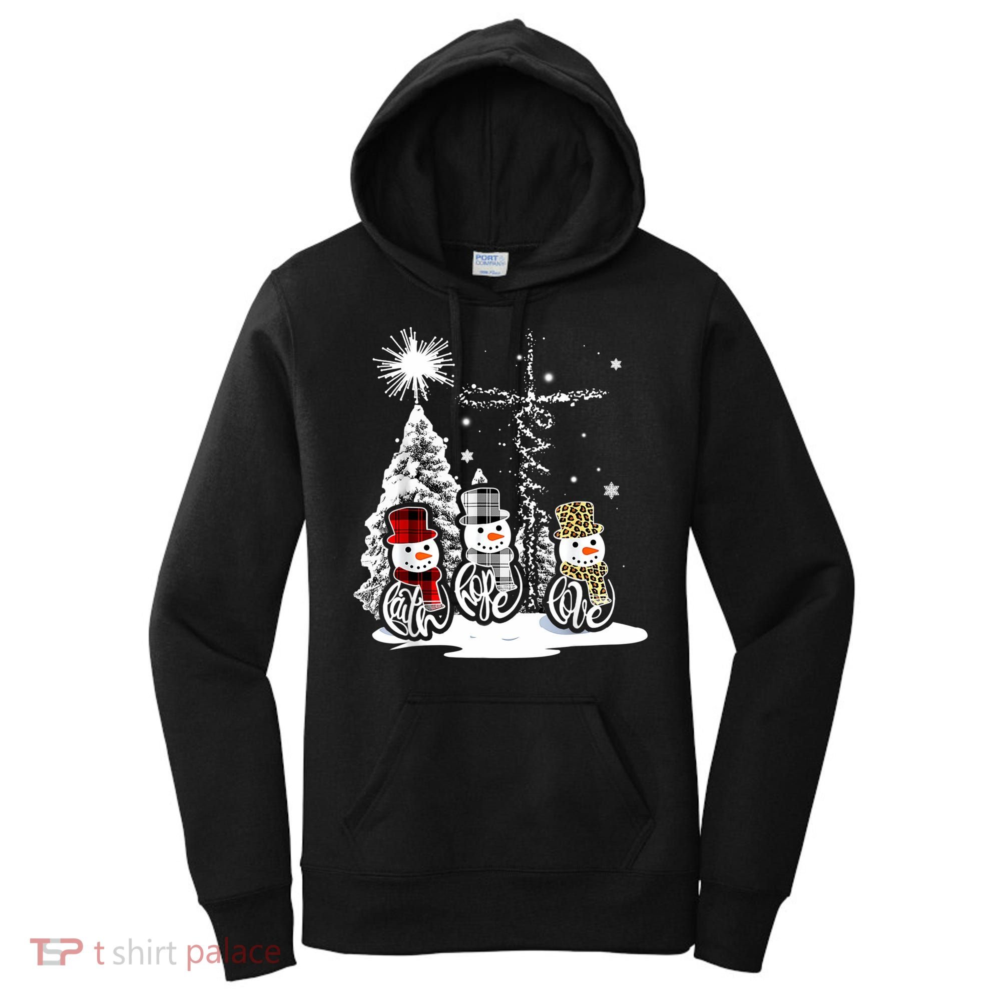 Jesus Faith Hope Love Snowman Christmas Xmas Women's Hoodie