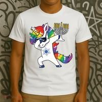 Jewnicorn Funny Hanukkah Unicorn Dabbing Unicorn T-Shirt thumb 3