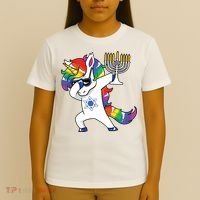Jewnicorn Funny Hanukkah Unicorn Dabbing Unicorn T-Shirt thumb 4
