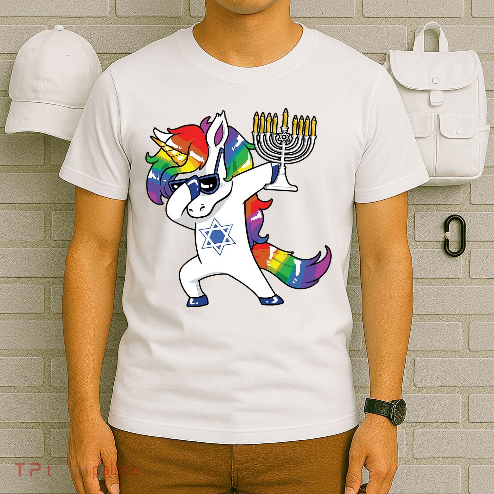 Jewnicorn Funny Hanukkah Unicorn Dabbing Unicorn T-Shirt