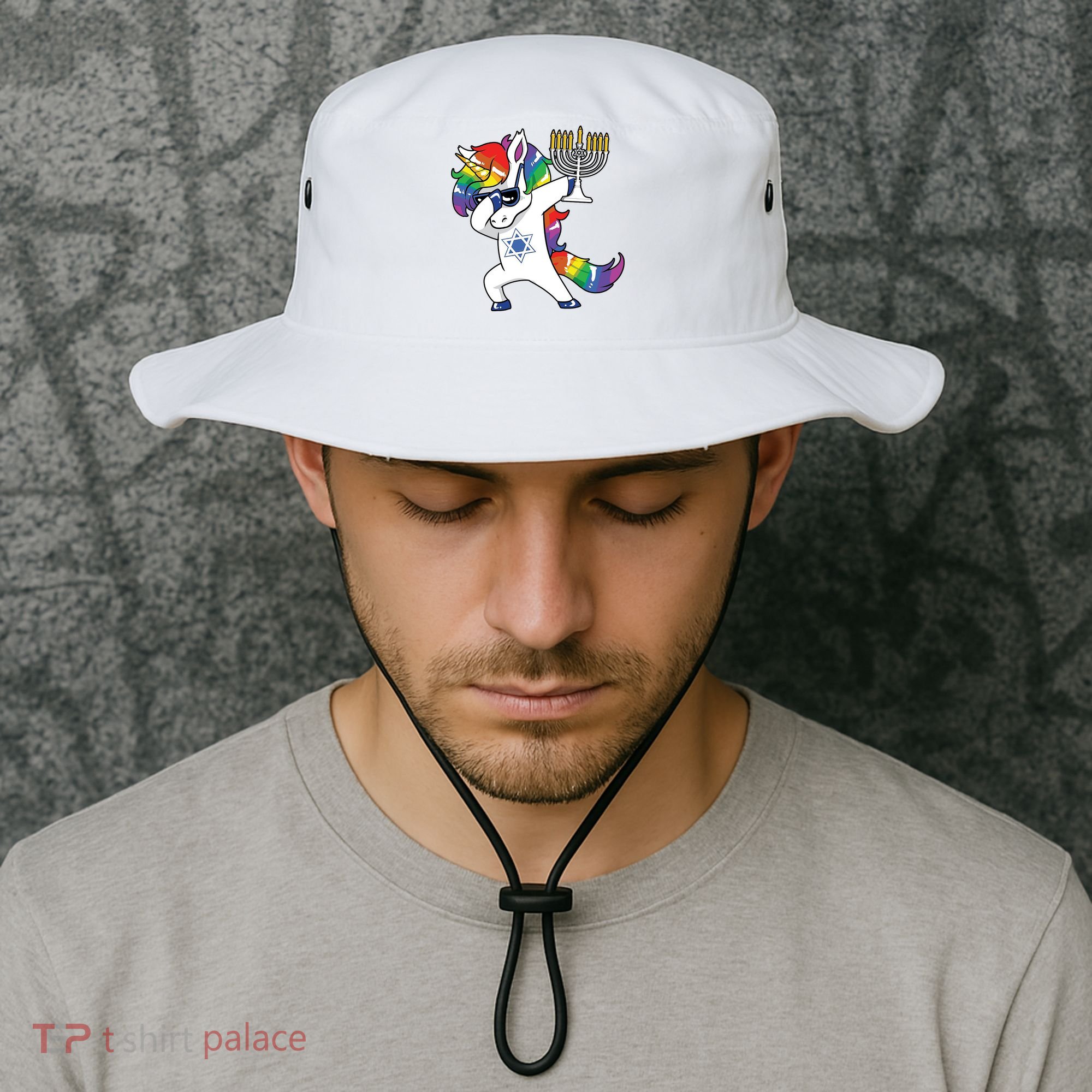 Jewnicorn Funny Hanukkah Unicorn Dabbing Unicorn Bucket Hat