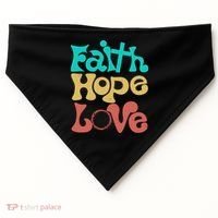 Jesus Faith Hope Love Retro USA-Made Doggie Bandana thumb 0