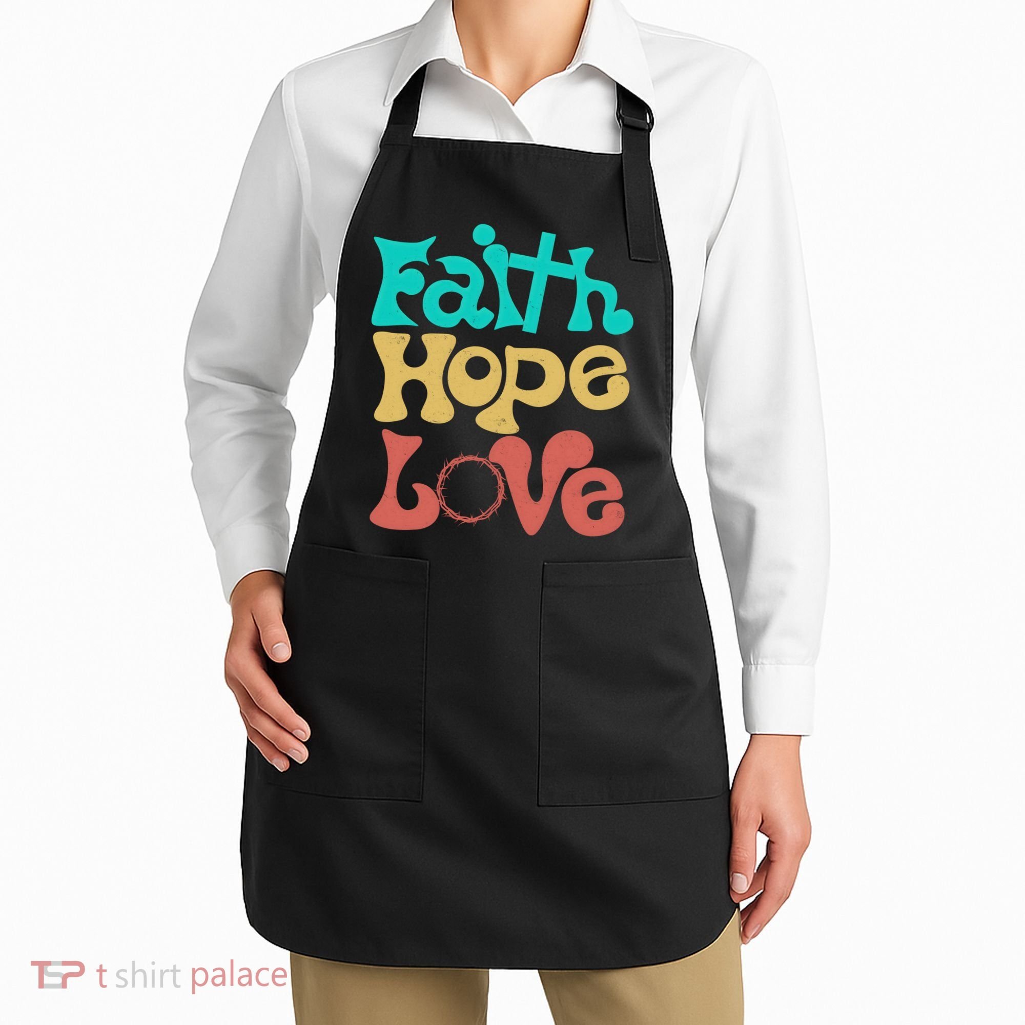 Jesus Faith Hope Love Retro Apron